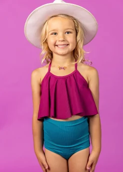 Kortni Jeane Ribbed Tide Pool Blue | Mini High-Waisted Bottoms RibbedTidePoolBlue Hot