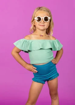 Kortni Jeane Ribbed Tide Pool Blue | Mini All Ruffled Up Bottoms RibbedTidePoolBlue Fashion