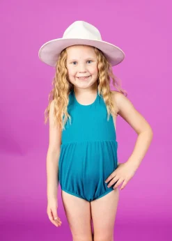 Kortni Jeane Ribbed Tide Pool Blue | Mini Romper One-Piece RibbedTidePoolBlue Online