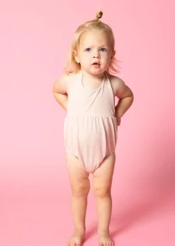 Kortni Jeane Ribbed Whipped Peach | Baby Romper One-Piece RibbedWhippedPeach Sale