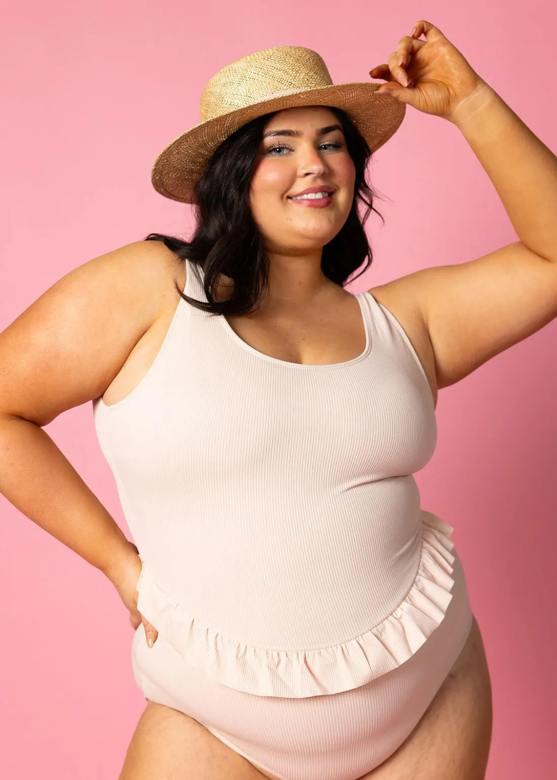 Kortni Jeane Ribbed Whipped Peach | Skirted One-Piece RibbedWhippedPeach Hot