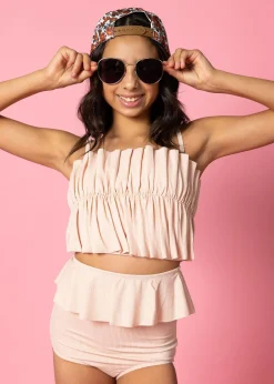 Kortni Jeane Ribbed Whipped Peach | Youth Oversized Ruffle Top RibbedWhippedPeach Discount
