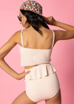Kortni Jeane Ribbed Whipped Peach | Youth Oversized Ruffle Top RibbedWhippedPeach Discount