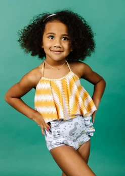 Kortni Jeane | Mini Down in Front Ruffle Bottoms Sea-Haw Best