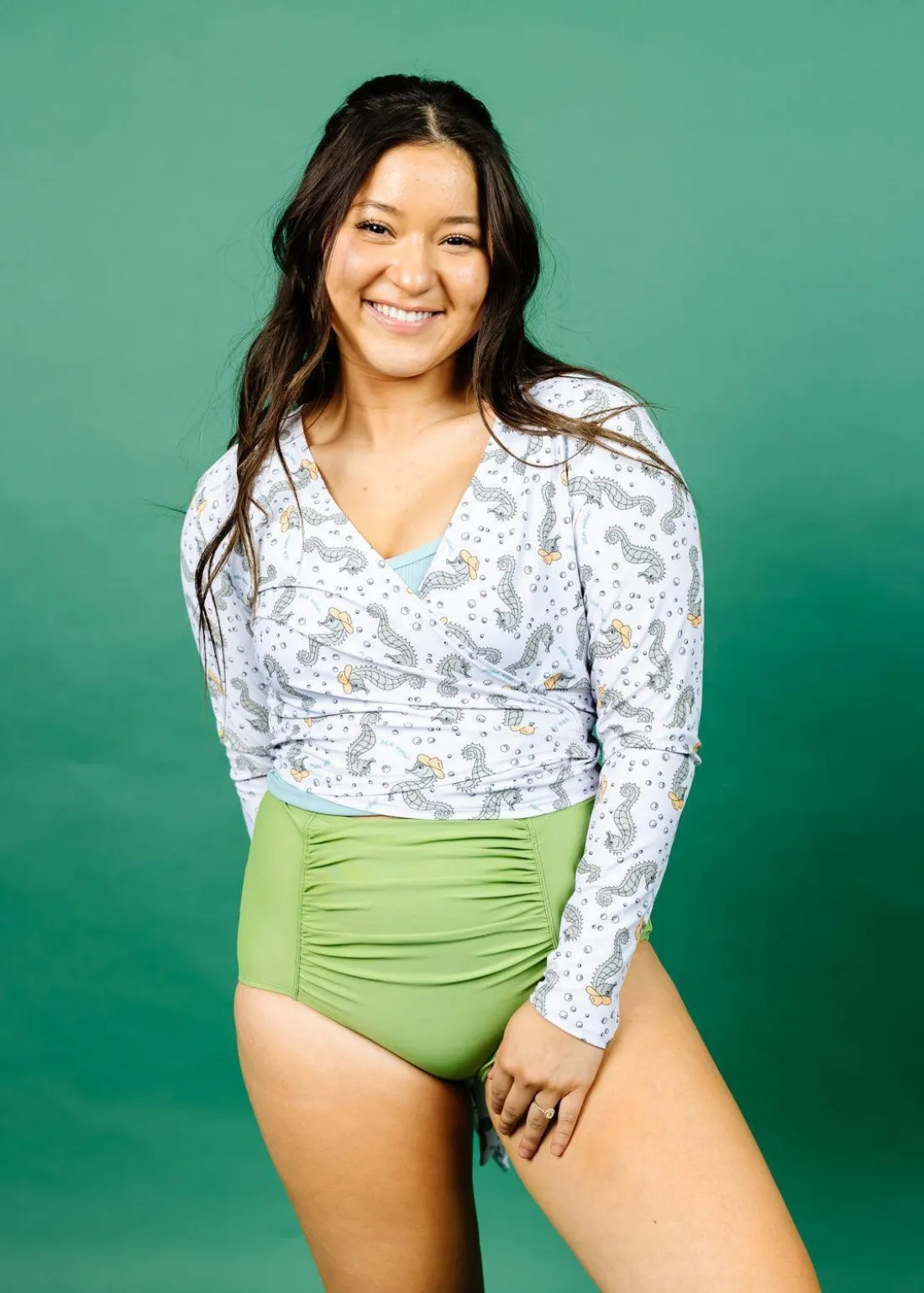 Kortni Jeane | Wrap Top Rashguard Sea-Haw Clearance