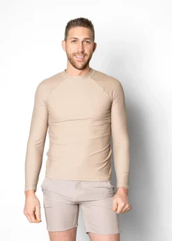 Kortni Jeane | Mens Rashguard Top Taupe Hot