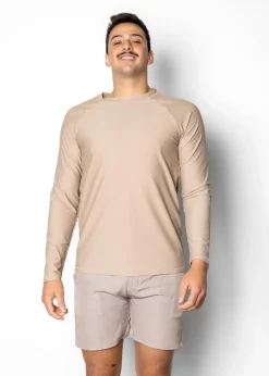 Kortni Jeane | Mens Rashguard Top Taupe Hot