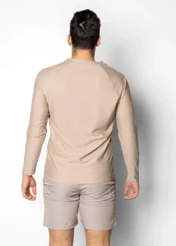 Kortni Jeane | Mens Rashguard Top Taupe Hot