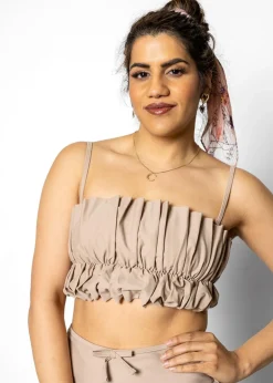 Kortni Jeane | Oversized Ruffle Top Taupe Outlet