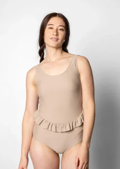 Kortni Jeane | Skirted One-Piece Taupe Clearance