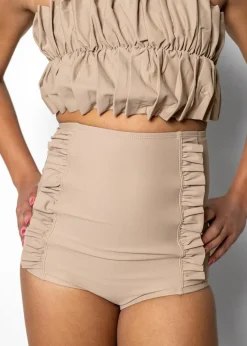 Kortni Jeane | Youth Down in Front Ruffle Bottoms Taupe New