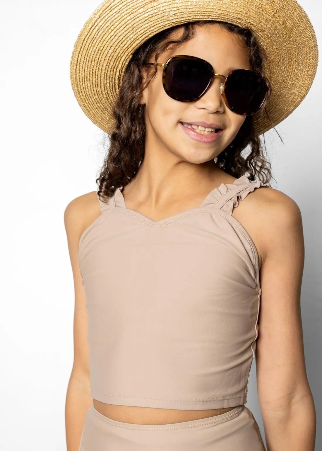 Kortni Jeane | Youth Ripple Top Taupe Hot