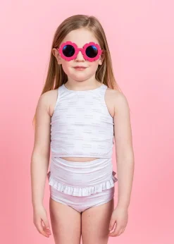 Kortni Jeane Taupe Dashes | Mini Mid-Ruffle Bottoms TaupeDashes Sale