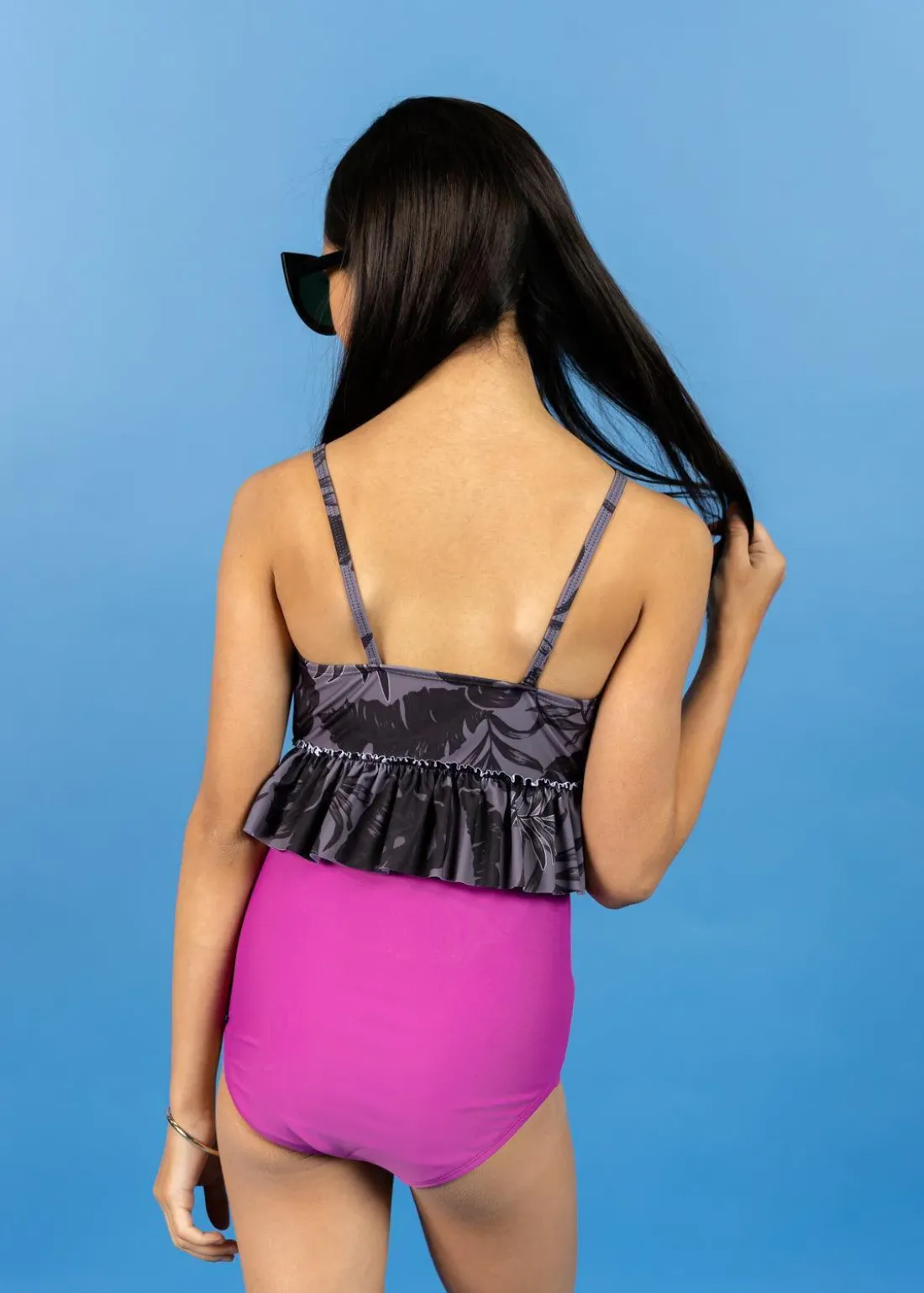 Kortni Jeane Tropical Night | Youth Peplum Top TropicalNight Hot