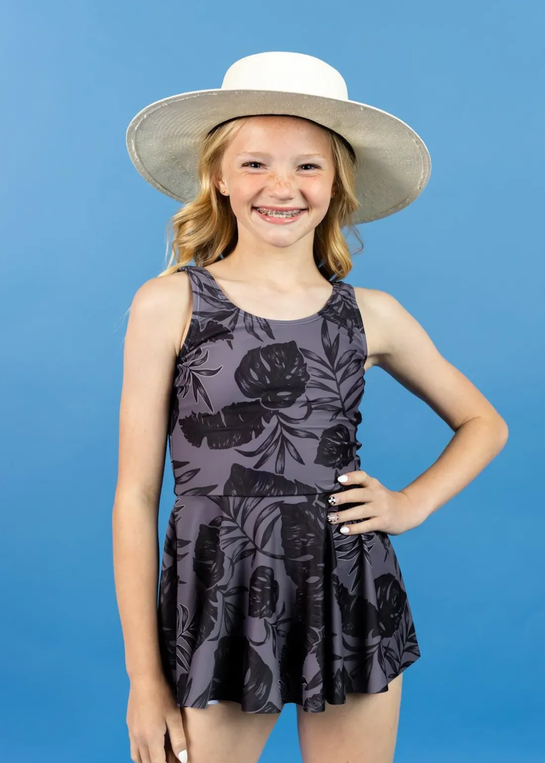 Kortni Jeane Tropical Night | Youth Skirted One-Piece TropicalNight Outlet