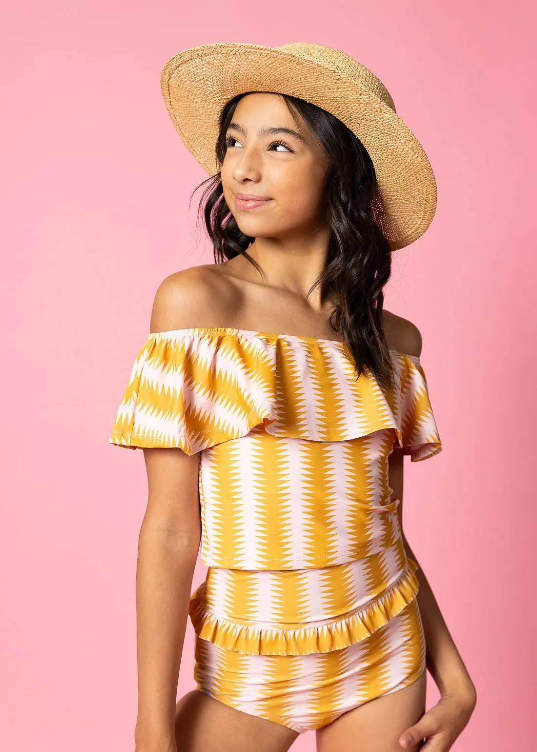 Kortni Jeane Vintage Triangles | Youth Ruffled Around Top VintageTriangles Hot