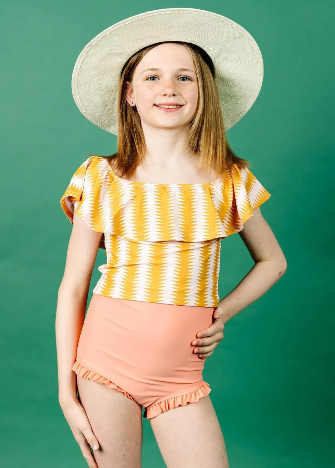 Kortni Jeane Vintage Triangles | Youth Ruffled Around Top VintageTriangles Hot
