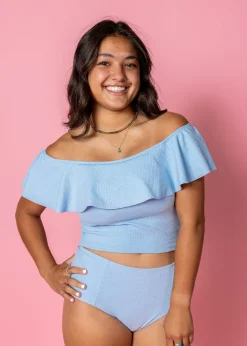 Kortni Jeane Waffled Barely Blue | Mid-Rise Bottoms WaffledBarelyBlue Hot