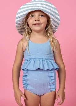 Kortni Jeane Waffled Barely Blue | Mini Down in Front Ruffle Bottoms WaffledBarelyBlue Fashion