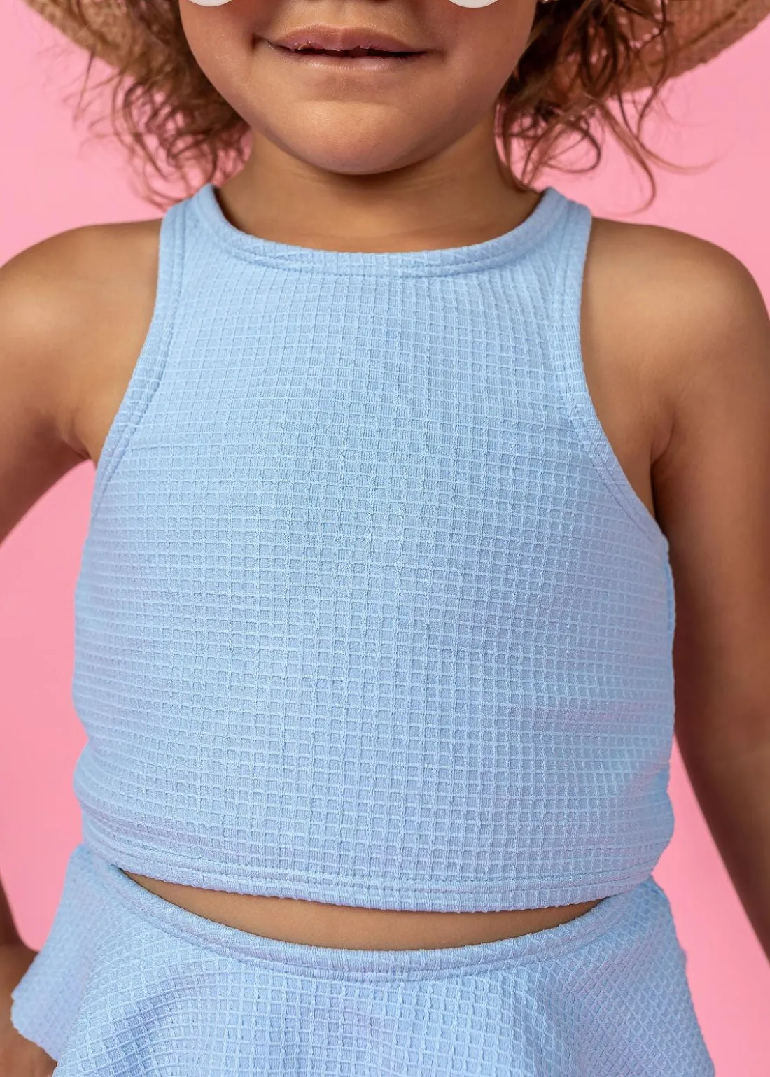 Kortni Jeane Waffled Barely Blue | Mini Racer Back Top WaffledBarelyBlue Outlet