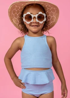 Kortni Jeane Waffled Barely Blue | Mini Racer Back Top WaffledBarelyBlue Outlet