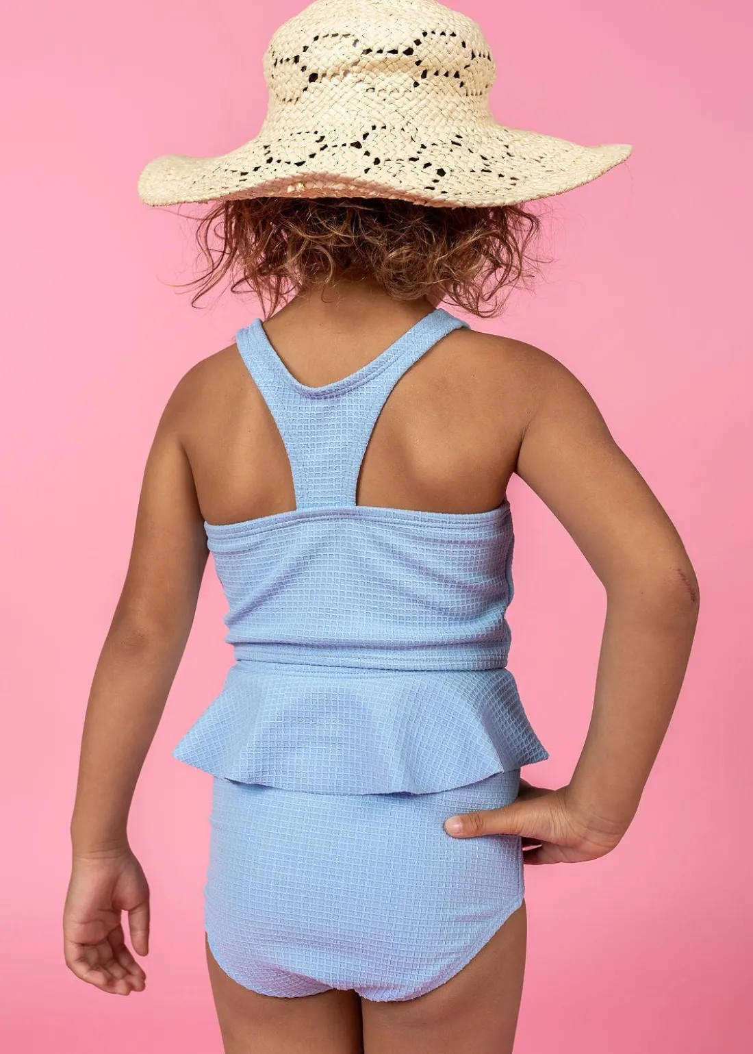 Kortni Jeane Waffled Barely Blue | Mini Racer Back Top WaffledBarelyBlue Outlet