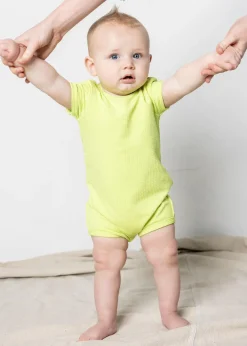 Kortni Jeane Waffled Glow Green | Baby Shorties Rashguard (Unisex) WaffledGlowGreen Hot