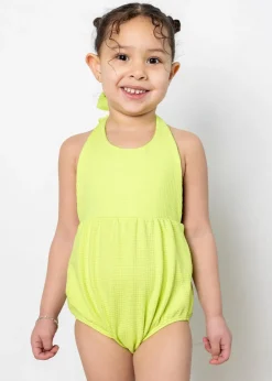 Kortni Jeane Waffled Glow Green | Baby Romper One-Piece WaffledGlowGreen Clearance