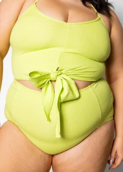 Kortni Jeane Waffled Glow Green | Extended High-Waisted Bottoms WaffledGlowGreen Outlet