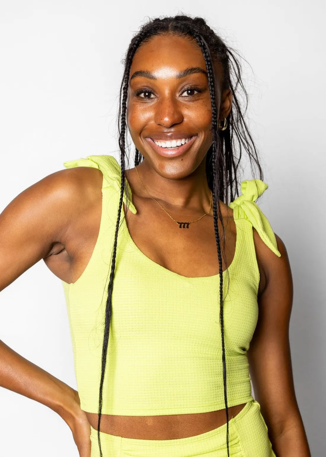 Kortni Jeane Waffled Glow Green | Knot Top WaffledGlowGreen Sale