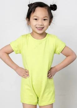 Kortni Jeane Waffled Glow Green | Mini Shorties Rashguard (Unisex) WaffledGlowGreen Clearance