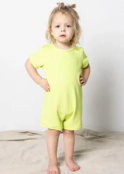 Kortni Jeane Waffled Glow Green | Mini Shorties Rashguard (Unisex) WaffledGlowGreen Clearance