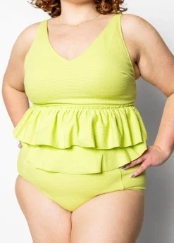 Kortni Jeane Waffled Glow Green | Peplum Bottoms WaffledGlowGreen Outlet