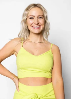 Kortni Jeane Waffled Glow Green | VD Crop Top WaffledGlowGreen New