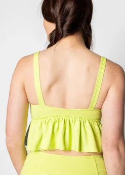 Kortni Jeane Waffled Glow Green | V-Neck Top WaffledGlowGreen Clearance