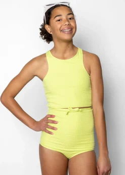 Kortni Jeane Waffled Glow Green | Youth Bow Bottoms WaffledGlowGreen Outlet