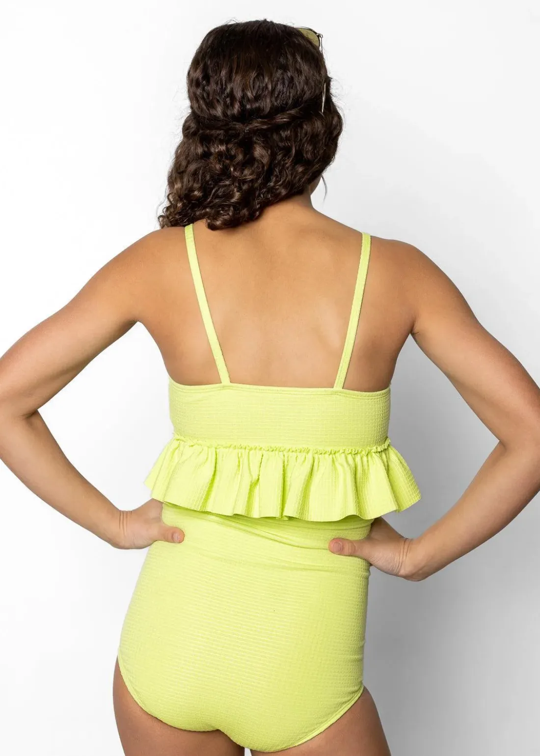 Kortni Jeane Waffled Glow Green | Youth Peplum Top WaffledGlowGreen Sale