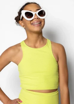 Kortni Jeane Waffled Glow Green | Youth Racer Back Top WaffledGlowGreen Best